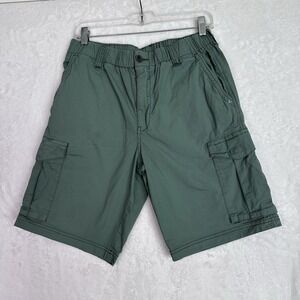 Tommy Bahama Mens Green Cotton Flat Front 9" Inseam Cargo Shorts Drawstring